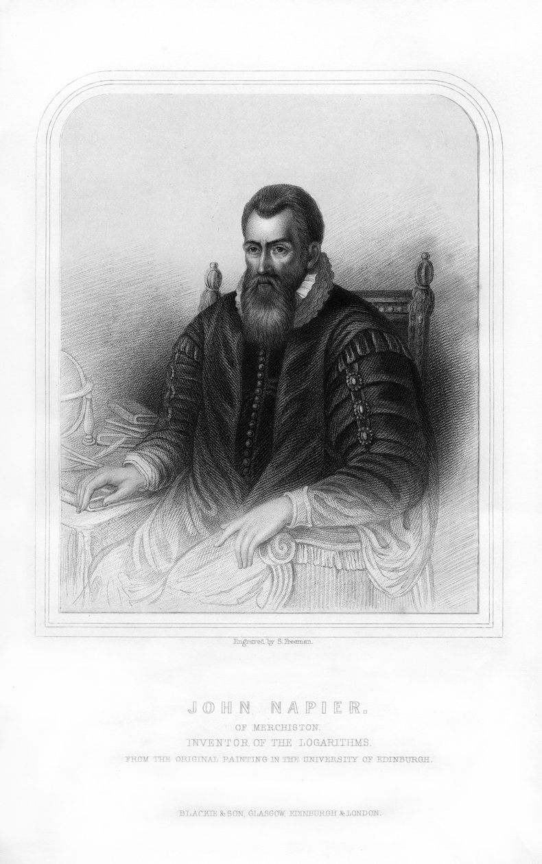 约翰·纳皮尔（John Napier），苏格兰数学家，物理学家，天文学家和占星家，1870年。 作者 弗里曼