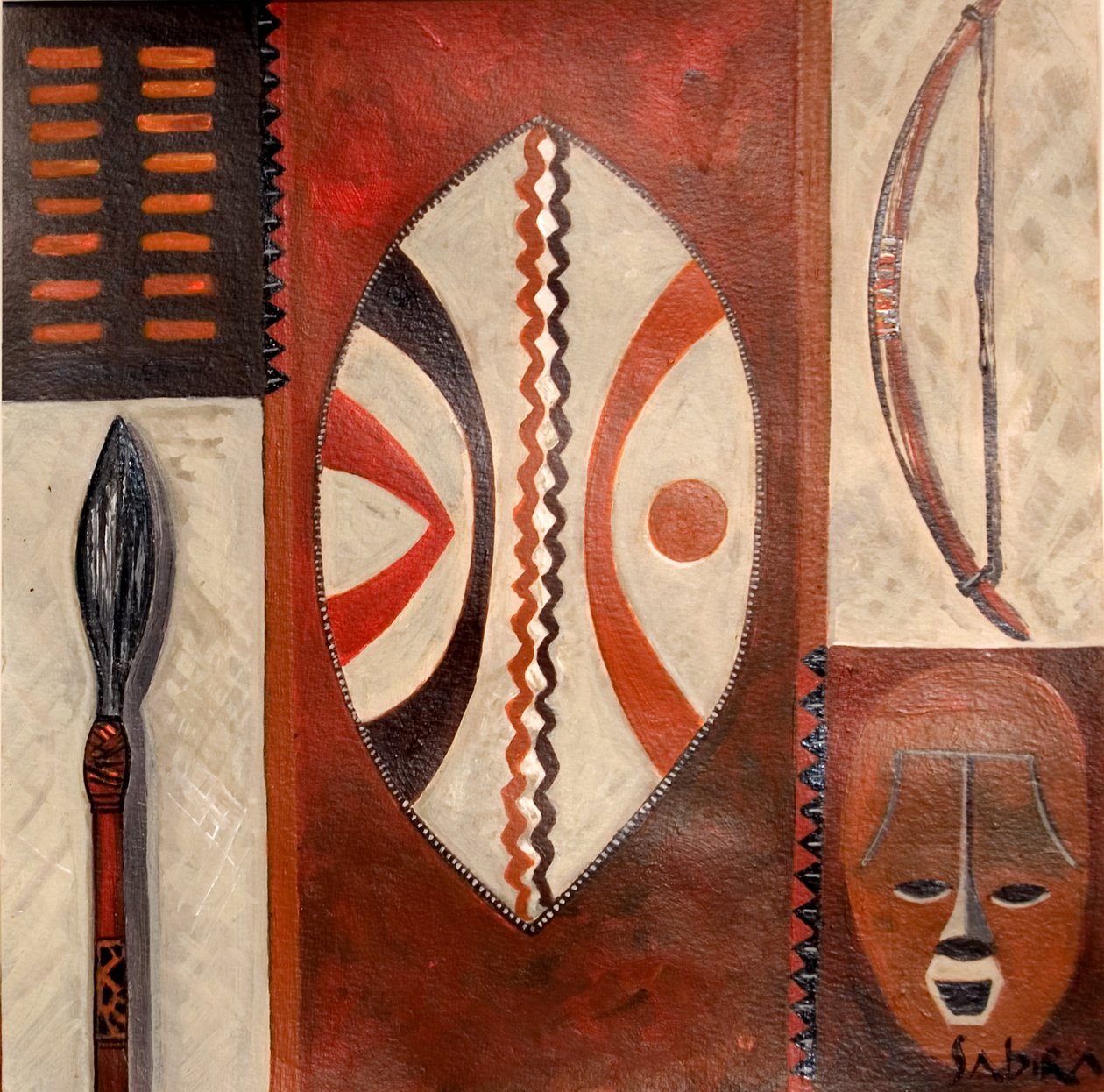 Tulivu，2007（水粉和丙烯酸） 作者 赛比拉·曼尼克