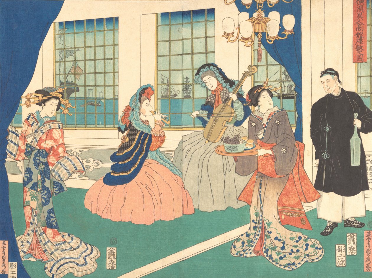 1861年9月，横滨一家外国商业机构的客厅。 作者 歌川贞秀