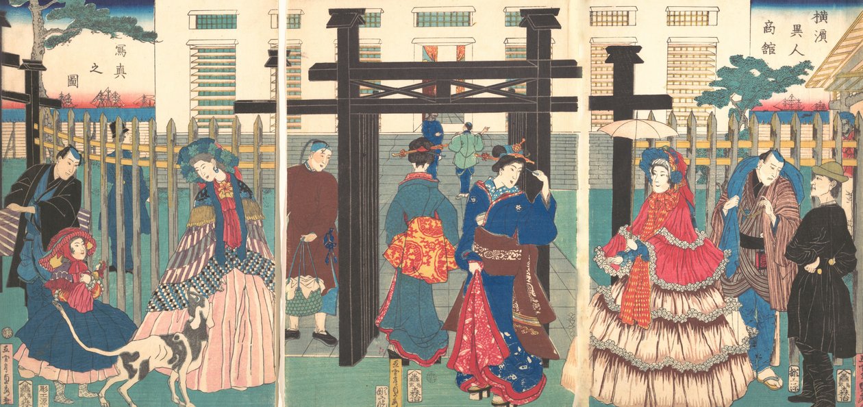 在横滨设立的外国企业 , 1861年。 作者 歌川贞秀