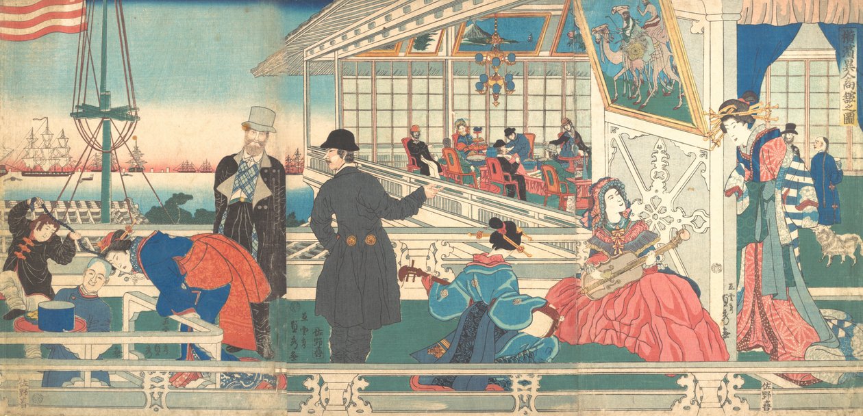 1861年9月，横滨的外国商人之家。 作者 歌川贞秀