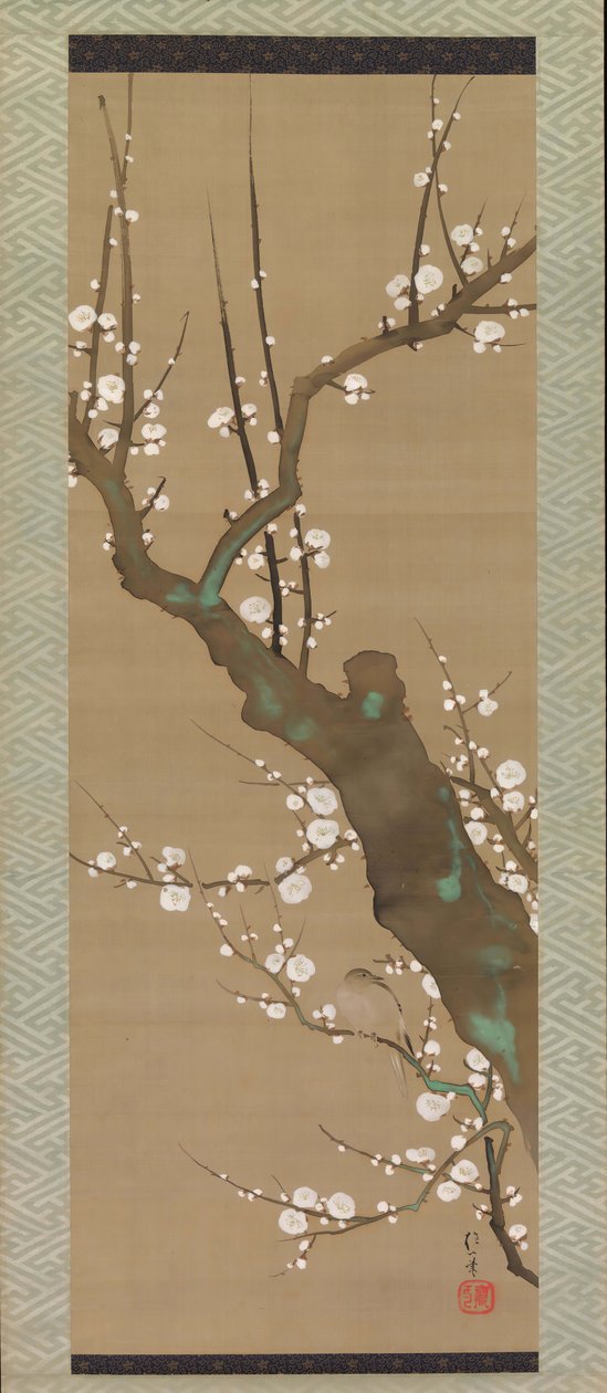 梅花树上的布什莺乌吉苏，19世纪初。 作者 酒井保一