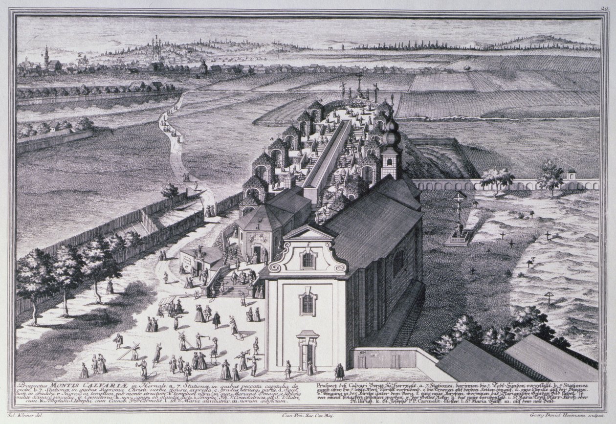 维也纳附近的丝毫山的视图由Georg-Daniel Heumann雕刻（1691-1759） 作者 所罗门小一个