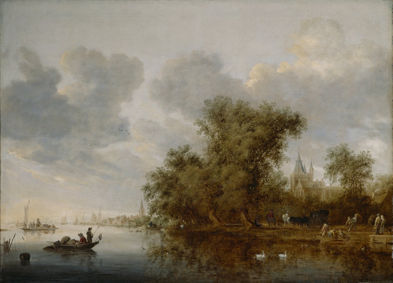 河景观，1643年 作者 Salomon van Ruisdael或Ruysdael