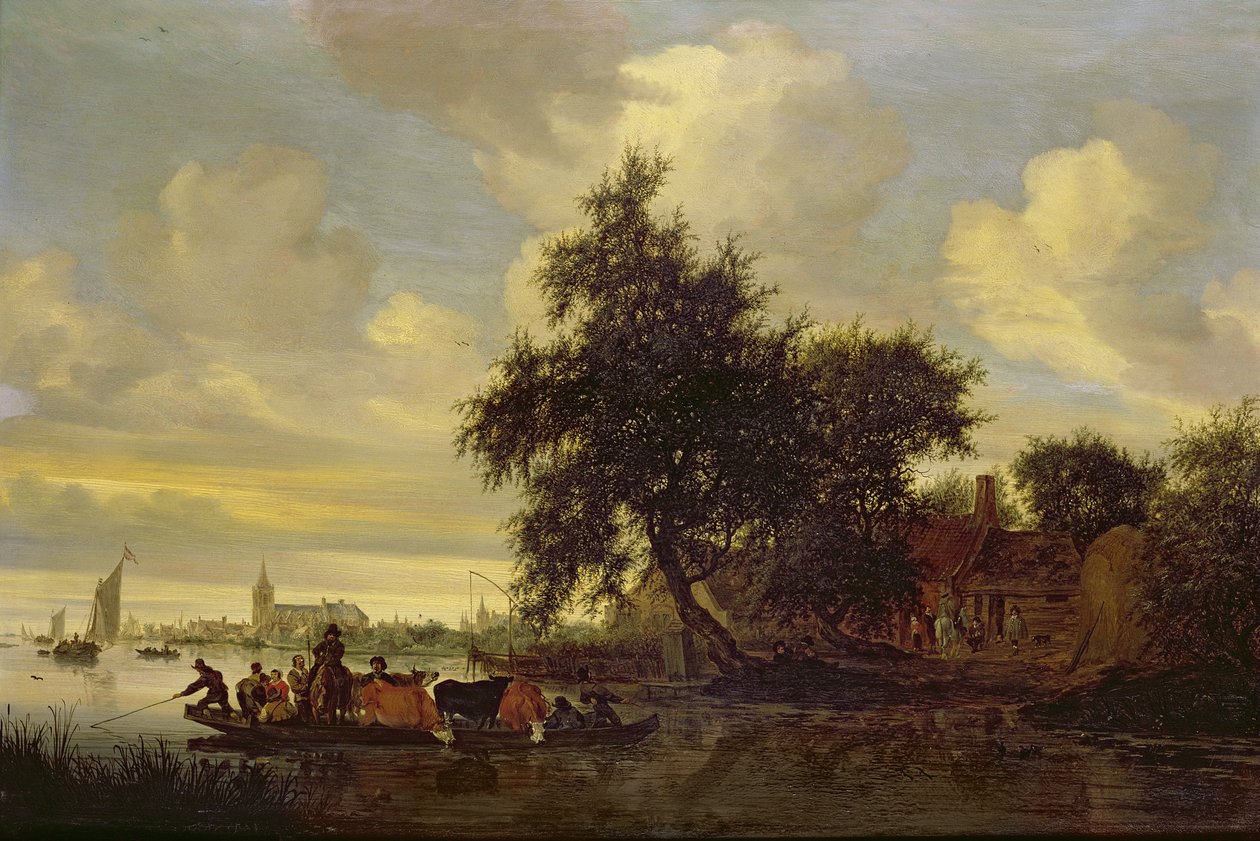 渡轮河景观，1633年（石油） 作者 Salomon van Ruisdael或Ruysdael