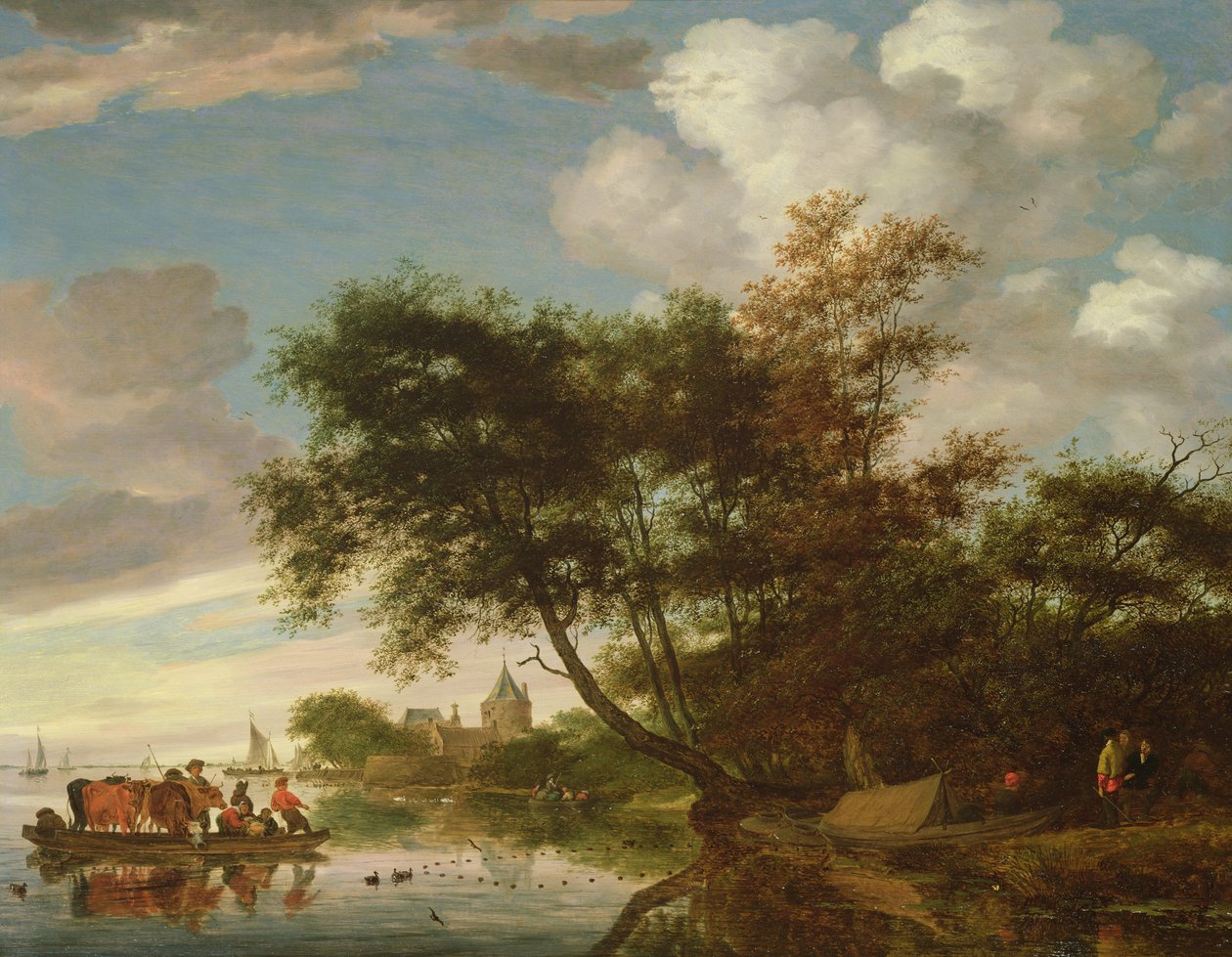 农村河流景观 作者 Salomon van Ruisdael或Ruysdael