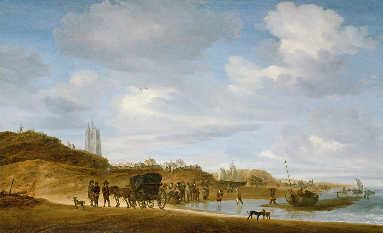 Egmond-an-Zee的海滩 作者 Salomon van Ruisdael或Ruysdael