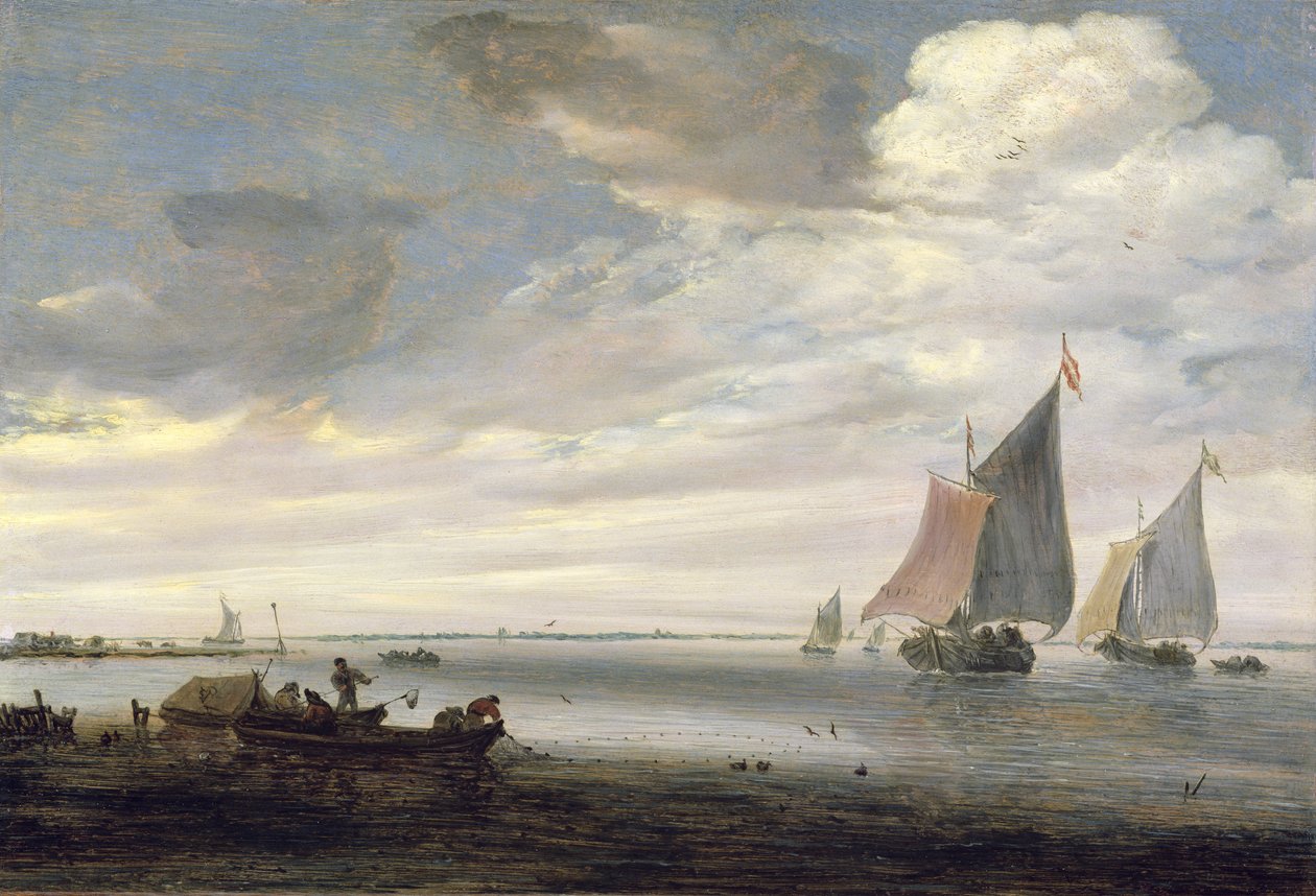 宽河口与船，c.1660 作者 Salomon van Ruisdael或Ruysdael