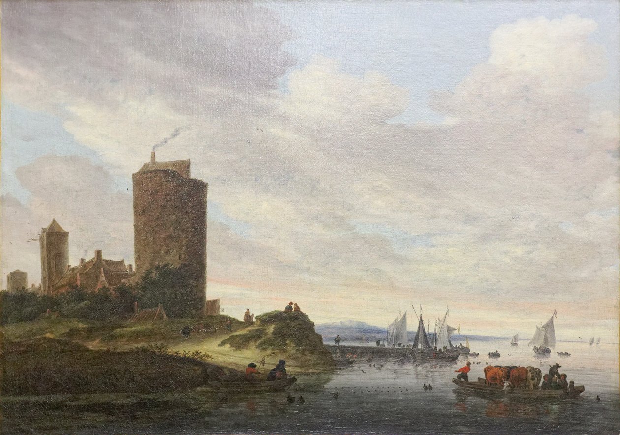 大塔，河流景观 作者 Salomon van Ruisdael或Ruysdael