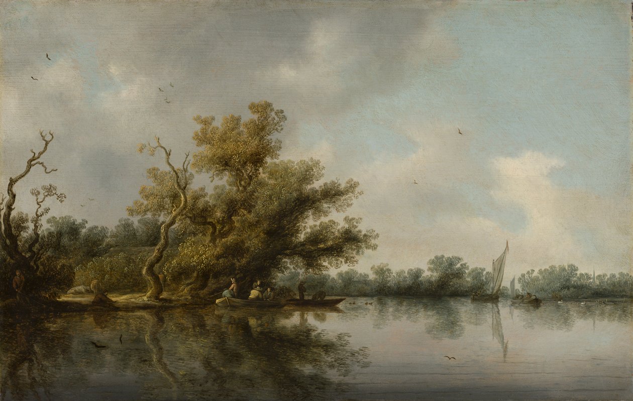 河边有树木 作者 Salomon van Ruisdael或Ruysdael