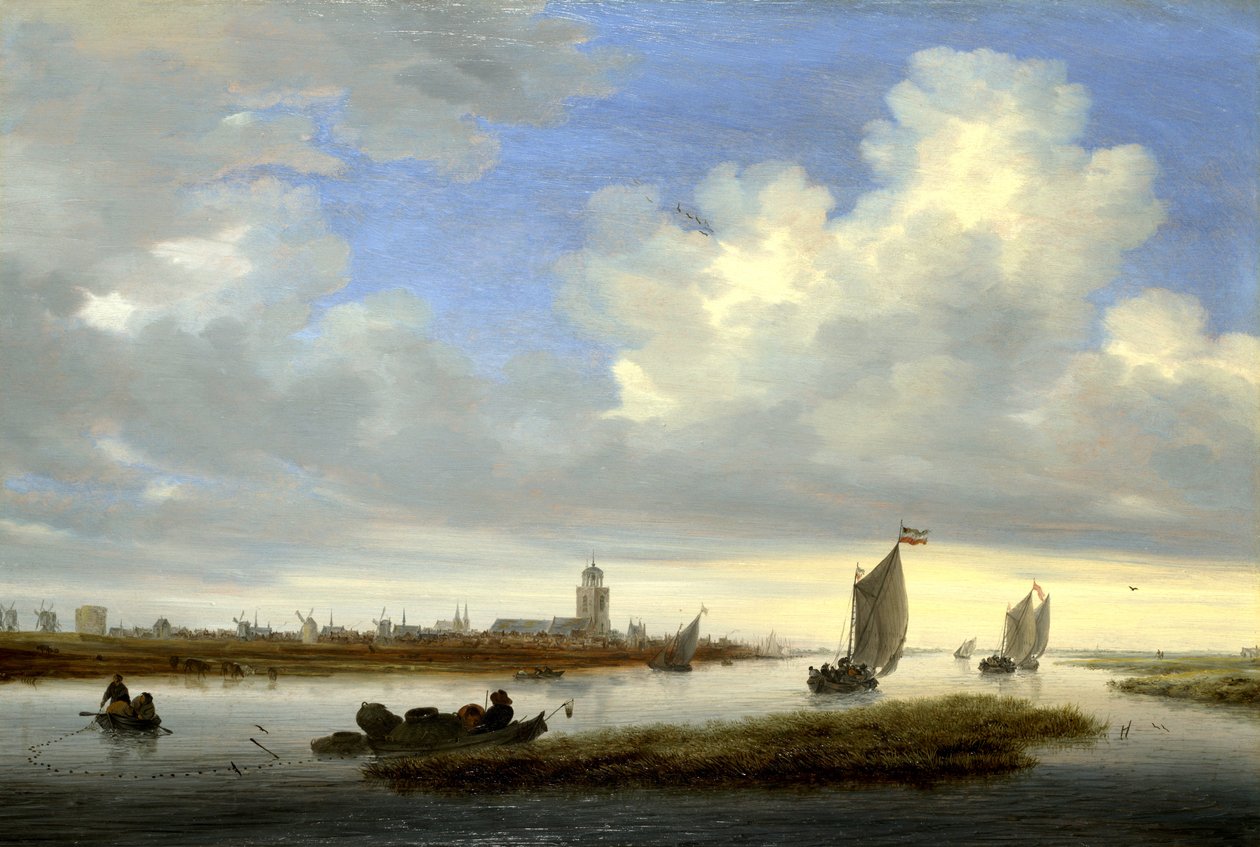 从西北看到的迪温特的视图 作者 Salomon van Ruisdael或Ruysdael