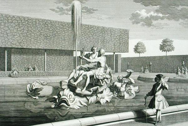 维也纳Belvedere宫的海神和忒提斯喷泉，由Jakob Gottlieb Thelott（约1711-75）雕刻，约1730-40出版（雕刻）。 作者 所罗门（后）小一个