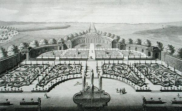 盖巴赫的桔园景观，由约翰-乔治-平茨（1697-1767/8）雕刻。 作者 所罗门（后）小一个