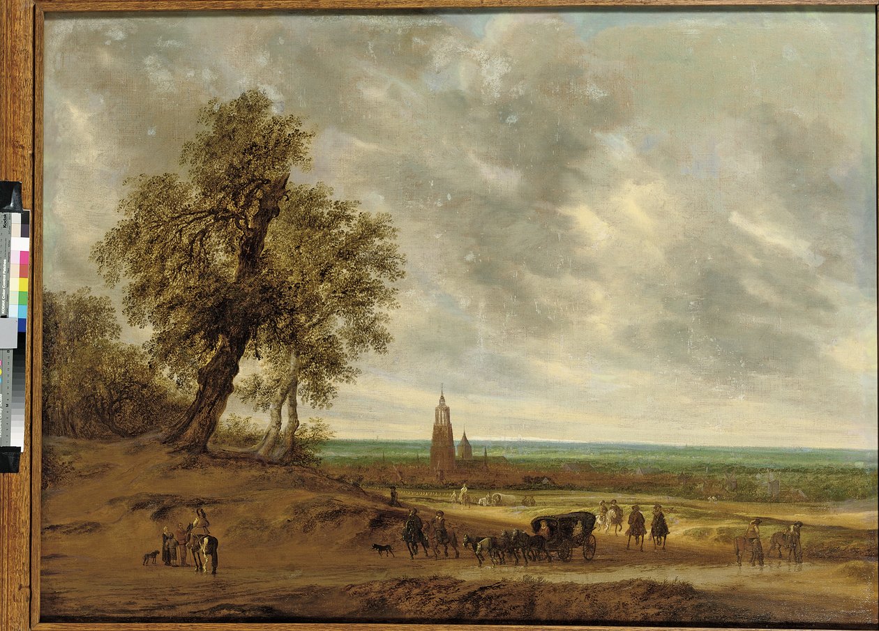 1634年，阿默斯福特（Amersfoort）市以外的小径上的旅行者全景 作者 Salomon van Ruisdael或Ruysdael