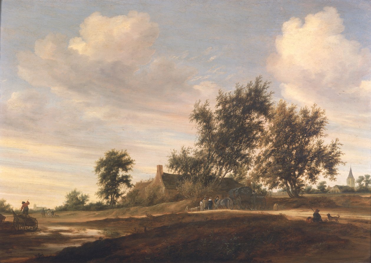 树木繁茂的景观 作者 Salomon van Ruisdael或Ruysdael