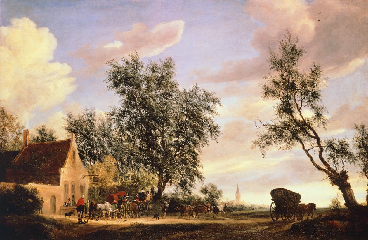 白天鹅旅馆，所罗门·范·鲁伊斯达尔（Salomon van Ruysdael，约 1602-1670 年）设计 作者 Salomon van Ruisdael或Ruysdael