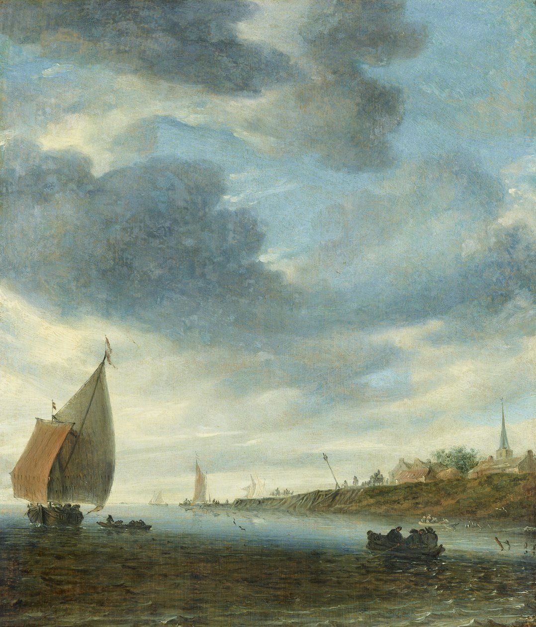 驾驶帆船游览内陆水域 作者 所罗门·范·鲁伊斯黛尔（Salomon van Ruysdael）