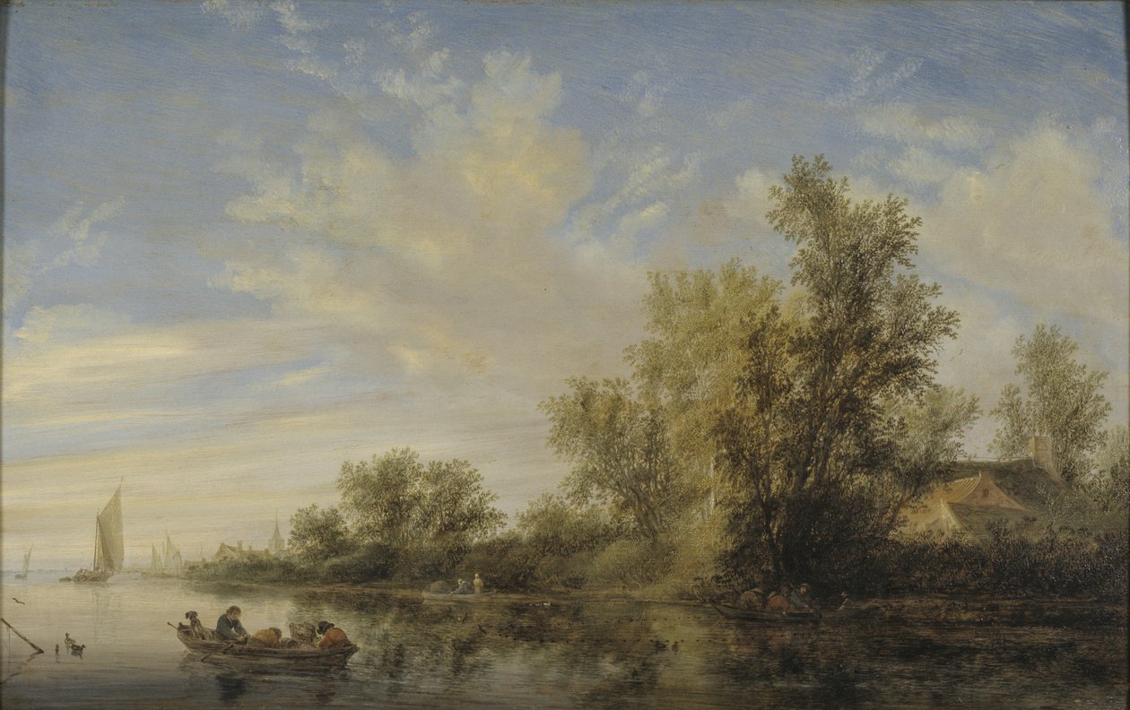 河流景观 作者 所罗门·范·鲁伊斯黛尔（Salomon van Ruysdael）