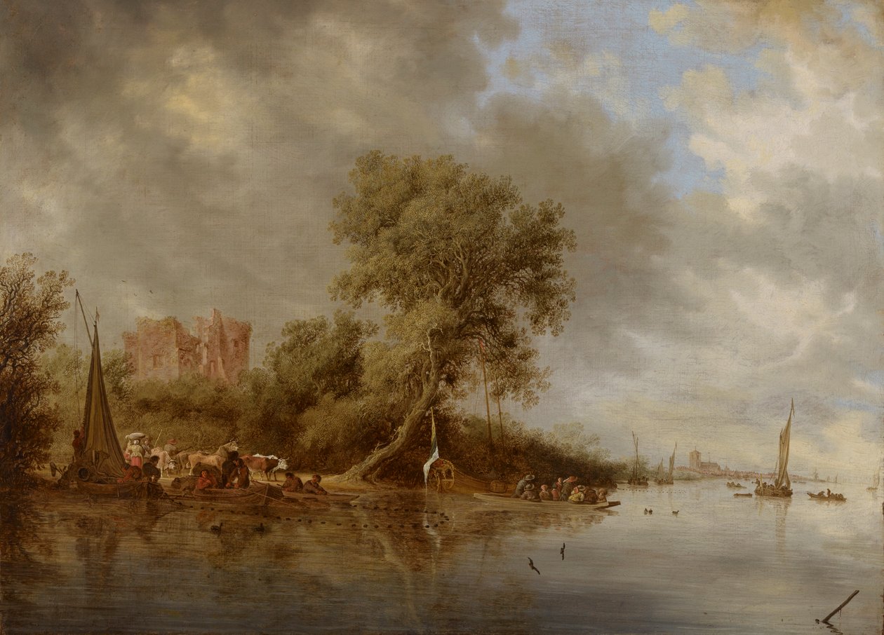 River Landscape with the Ruins of the Castle of Egmond 作者 所罗门·范·鲁伊斯黛尔（Salomon van Ruysdael）