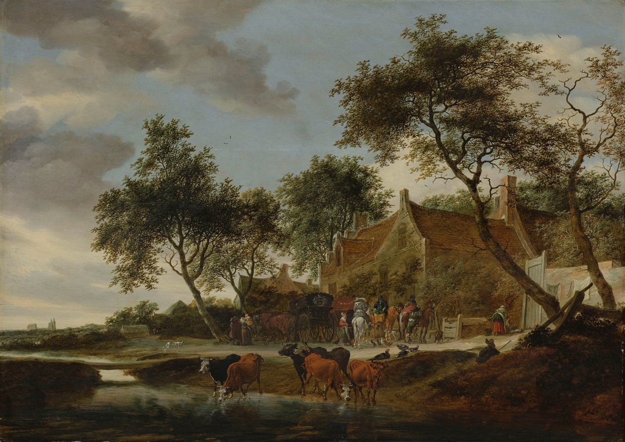 浇水的地方 作者 所罗门·范·鲁伊斯黛尔（Salomon van Ruysdael）