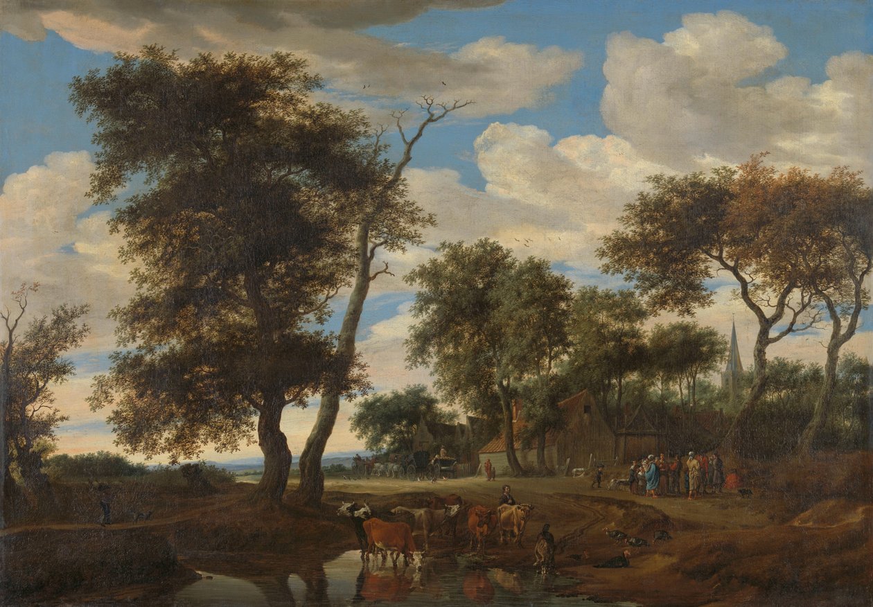 村庄景色 作者 所罗门·范·鲁伊斯黛尔（Salomon van Ruysdael）