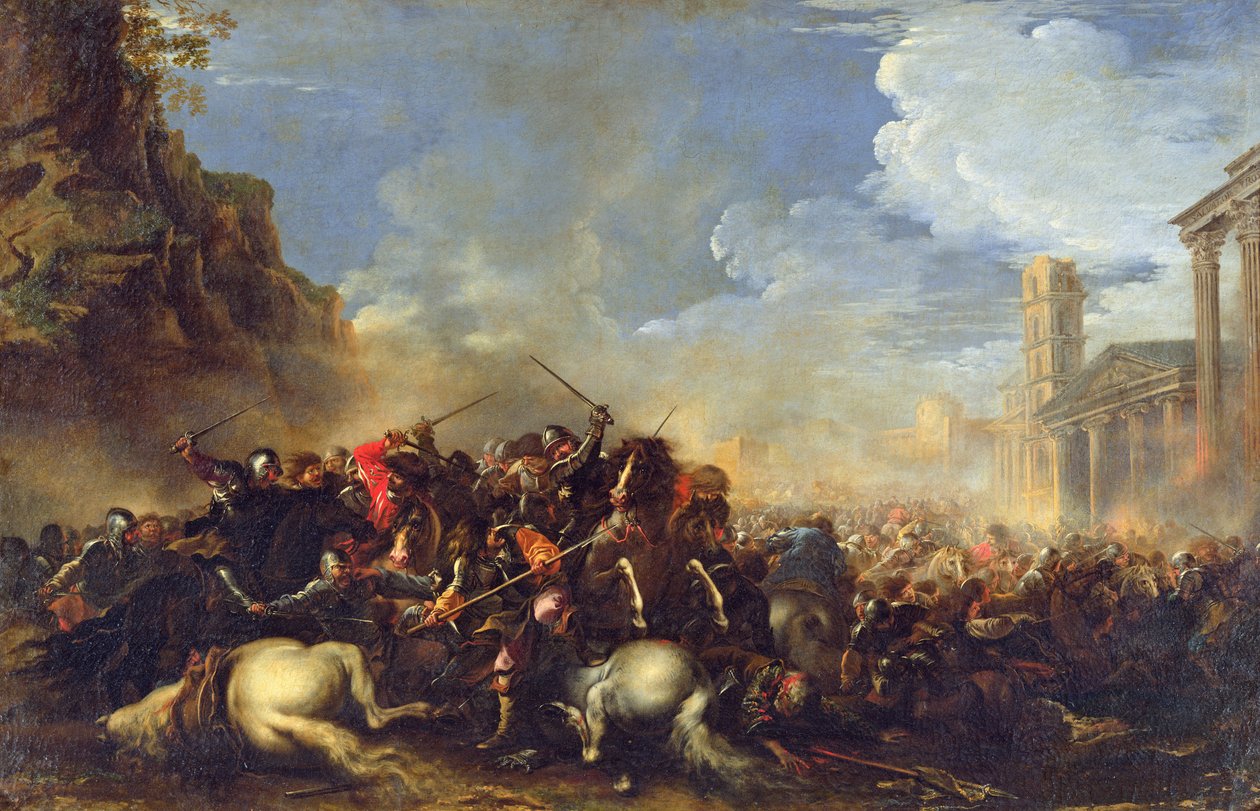 战斗场景，c.1641-42 作者 救世主罗莎