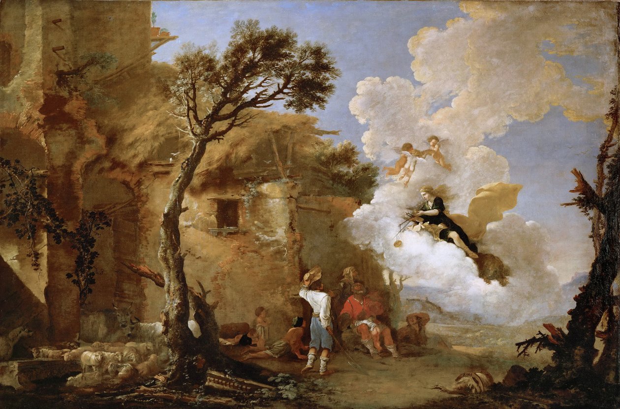 Astree (Astrape) quittant les bergers - The Return of Astraea, by Rosa, Salvatore (1615-1673). Oil on canvas, ca 1640-1645. Dimension : 139,5x209 cm. Art History Museum, Vienne 作者 救世主罗莎