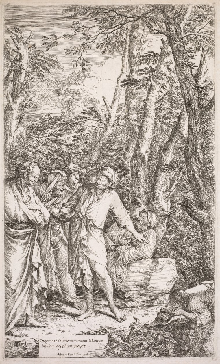 第欧根尼和他的杯子，1662年。 作者 救世主罗莎