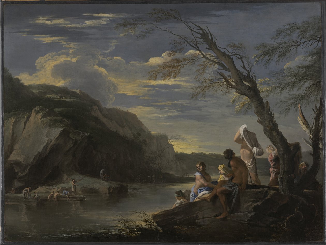 与沐浴者的风景，c.1660 作者 救世主罗莎