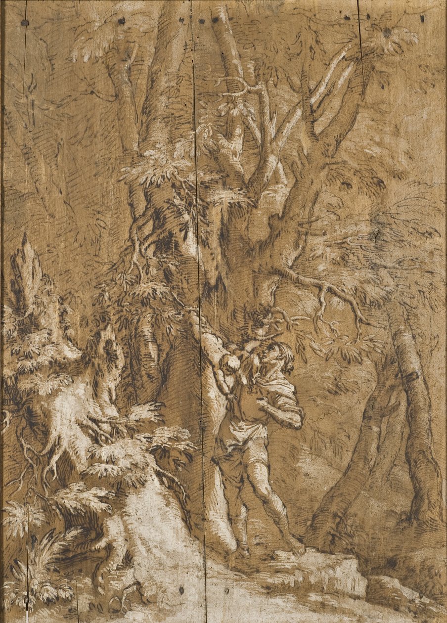 俄狄浦斯放弃 - 被遗弃的俄狄浦斯，罗莎，萨尔瓦多（1615-1673）。 木头上的油。 尺寸：65x45 厘米。 斯德哥尔摩国家博物馆 作者 救世主罗莎
