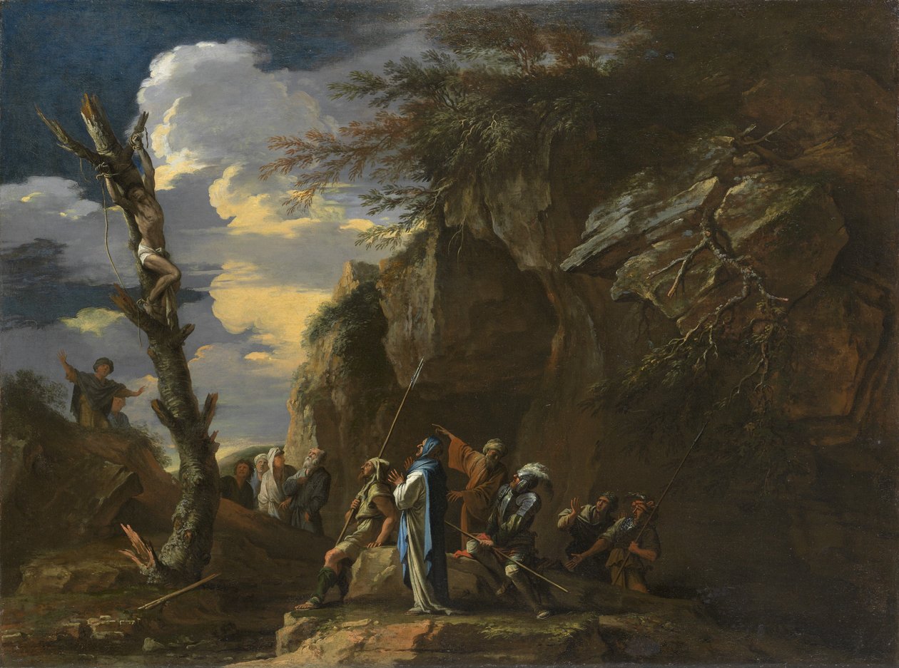 波利克拉特斯的受难，c.1664（布面油画） 作者 救世主罗莎