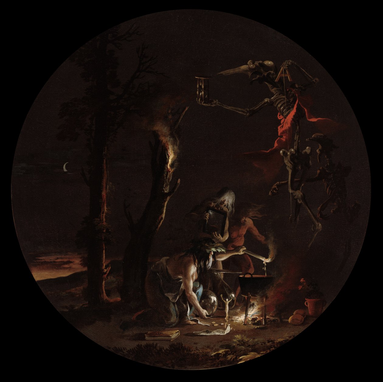 巫术的场景：晚上，c。 1645-1649。 作者 救世主罗莎