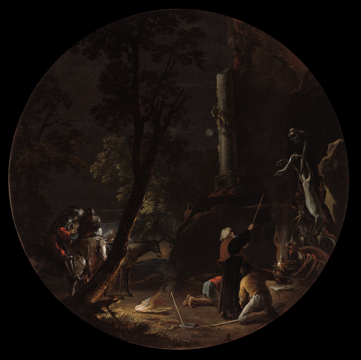 巫术的场景：夜晚，c。 1645-1649。 作者 救世主罗莎
