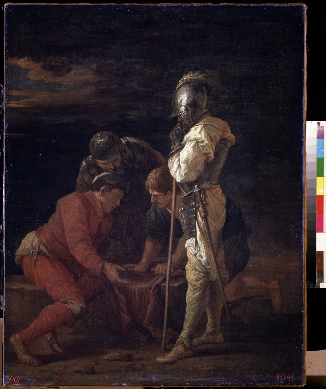 士兵在玩骰子萨尔瓦多-罗萨（Salvator (Salvatore) Rosa，1615-1673 年）的绘画，约 1656 年，意大利艺术（那不勒斯），巴洛克艺术。国立普希金美术博物馆，莫斯科。 作者 救世主罗莎