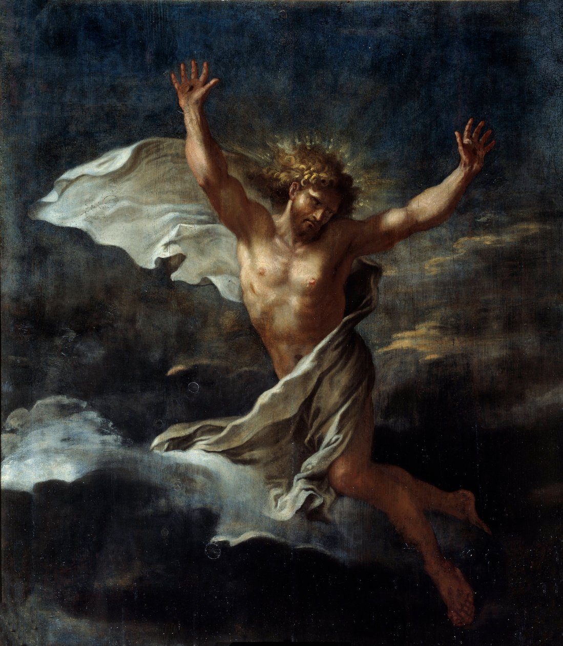 复活的基督绘画 by Salvator (Salvatore) Rosa (1615-1673) 17 世纪太阳。 1,09x0,96 米尚蒂伊，孔德博物馆 作者 救世主罗莎