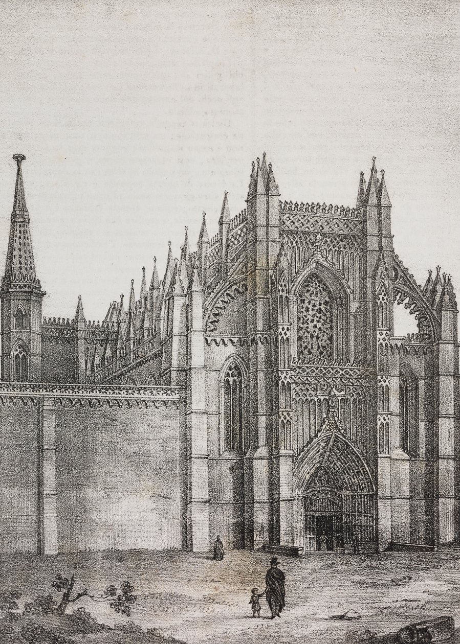 葡萄牙巴塔利亚修道院，Salvatore Puglia 的石版画，来自 Poliorama Pittoresco，n 33，3 月 22 日 作者 萨尔瓦多·普利亚