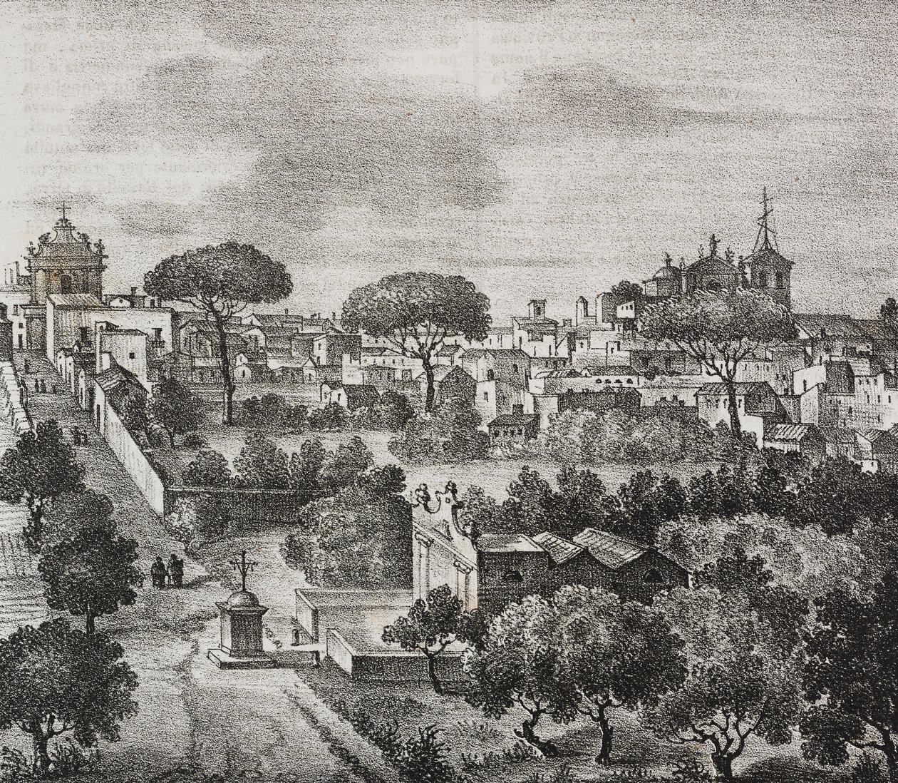 意大利普利亚梅萨涅东景，Salvatore Puglia 石版画，Poliorama Pittoresco，n 45，6 月 15 日 作者 萨尔瓦多·普利亚