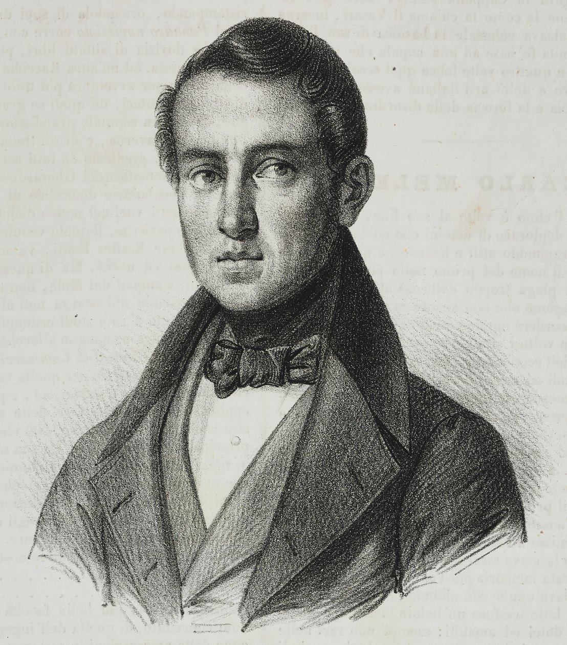 Carlo Mele（1792-1841 年）肖像，Salvatore Puglia 的石版画，选自 Poliorama Pittoresco，第 15 期，11 月 20 日 作者 萨尔瓦多·普利亚