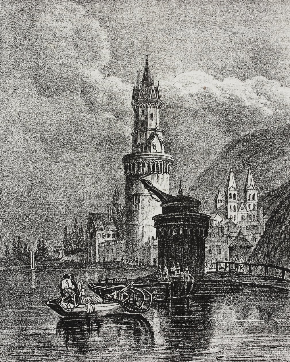 德国安德纳赫景观，Salvatore Puglia 石版画，Poliorama Pittoresco，n 45，6 月 17 日 作者 萨尔瓦多·普利亚