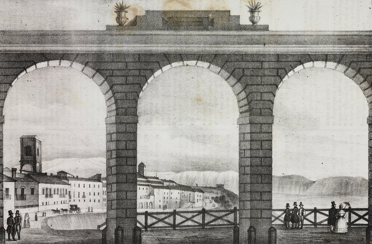从意大利大广场看基耶蒂的景色，萨尔瓦托·普利亚 (Salvatore Puglia) 的石版画，来自 Poliorama Pittoresco，n 2，8 月 21 日 作者 萨尔瓦多·普利亚