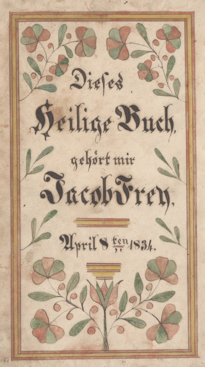 Jacob Frey的书签，1834年（纸上的墨水和颜色） 作者 塞缪尔·本茨