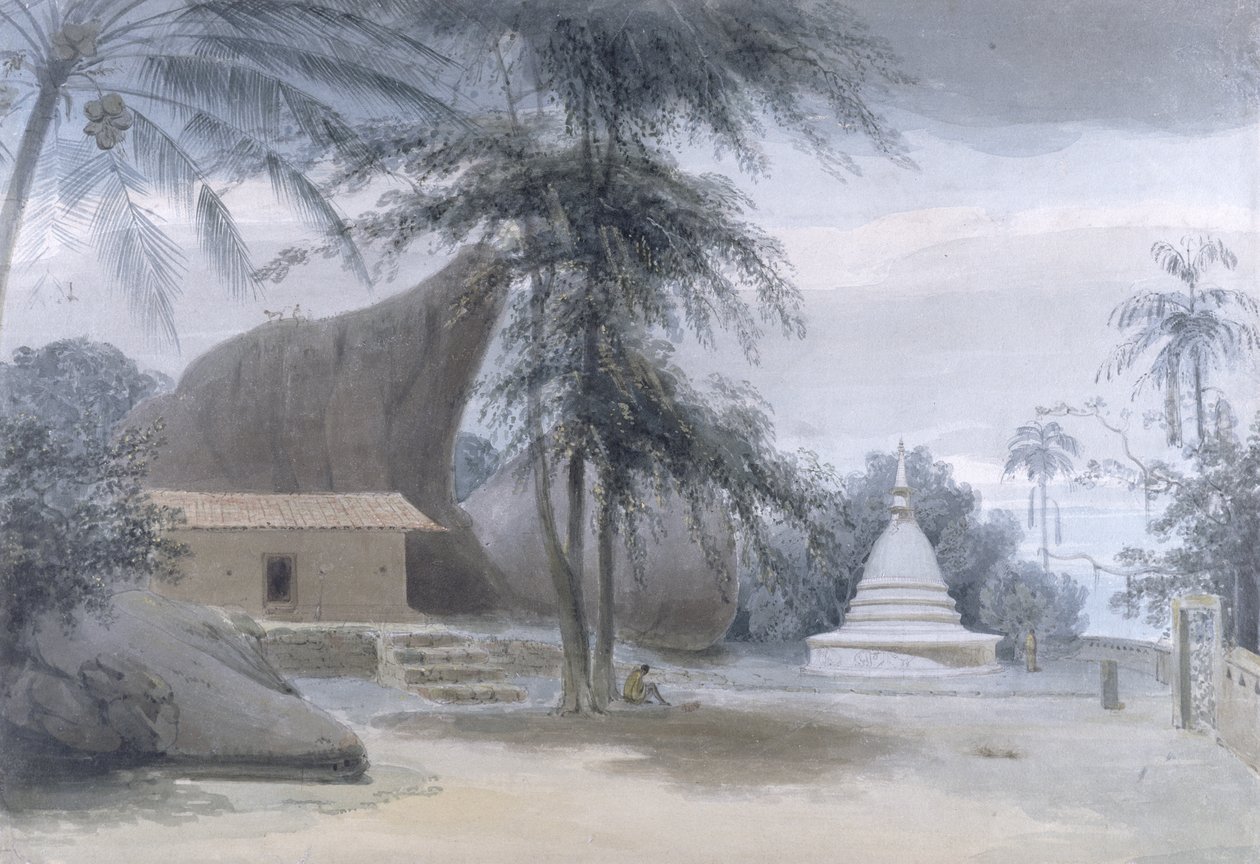 Galle和Matura之间的场景，距离Galle六英里，c.1801（纸上有石墨和纸色） 作者 塞缪尔·丹尼尔