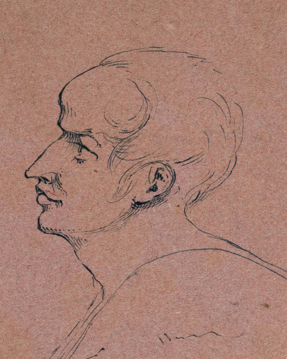 一个男人的简介，1840年（粉红色编织纸上的钢笔和蓝色墨水） 作者 塞缪尔·芬利·布雷斯·莫尔斯
