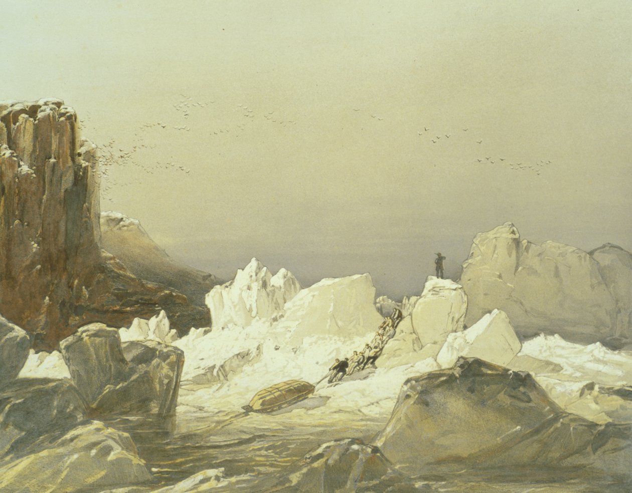1853年4月由威廉·辛普森（William Simpson）雕刻，由Ackermann und Co.出版，1854年雪橇滑雪 作者 塞缪尔·格尼·克雷斯韦尔