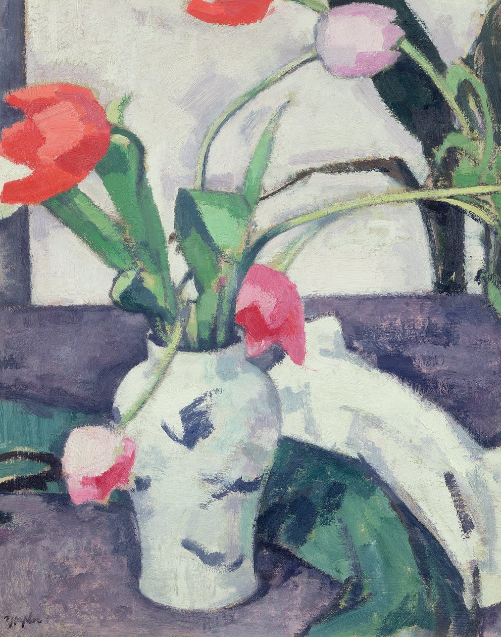 静物：1924年中国花瓶中的郁金香 作者 塞缪尔·约翰·佩普洛
