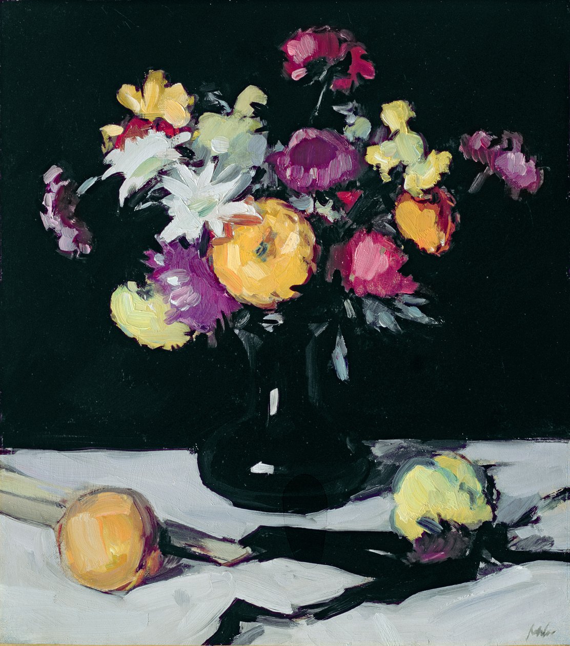 静物与菊花对黑色，c.1912 作者 塞缪尔·约翰·佩普洛