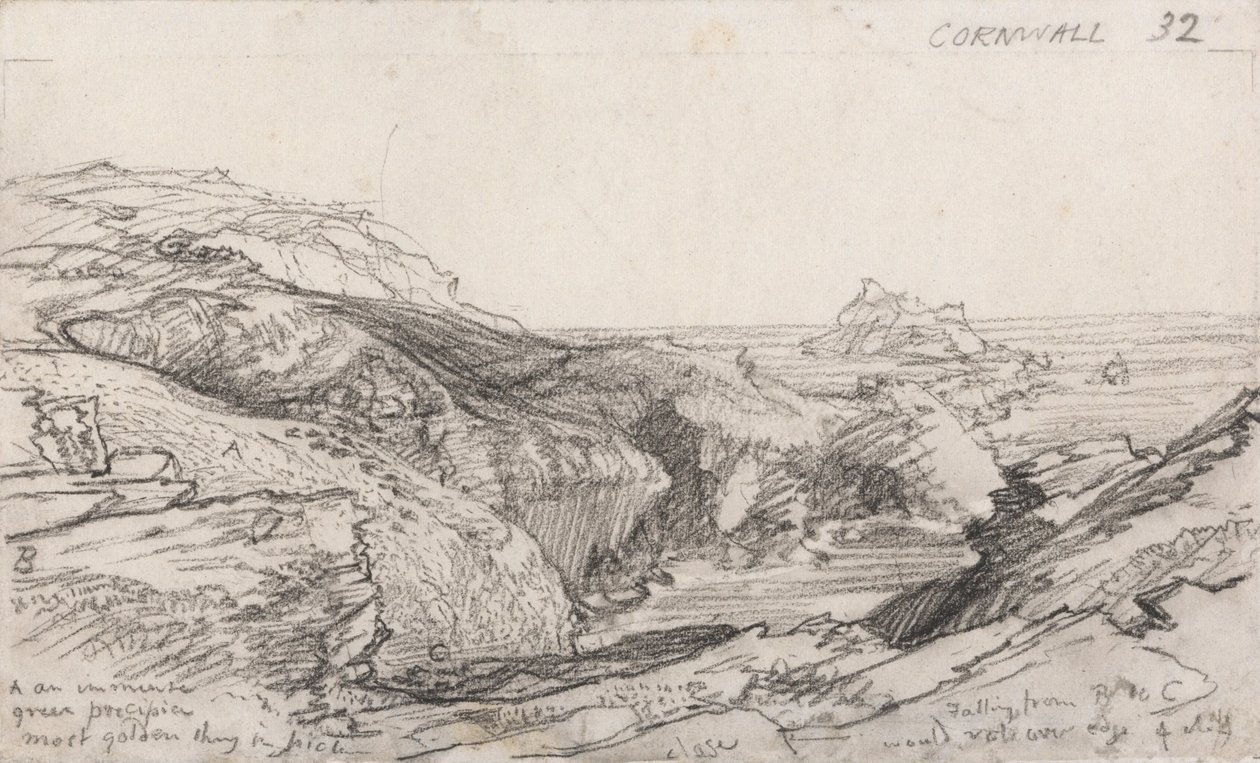 来自康沃尔素描本的一页 - 康沃尔郡32 作者 塞缪尔·帕尔默（Samuel Palmer）