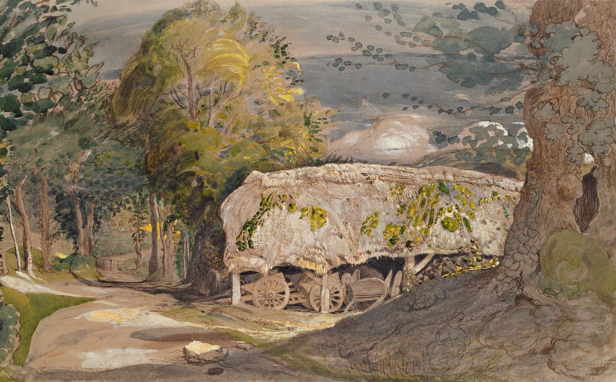 景观与谷仓，肖勒姆 作者 塞缪尔·帕尔默（Samuel Palmer）