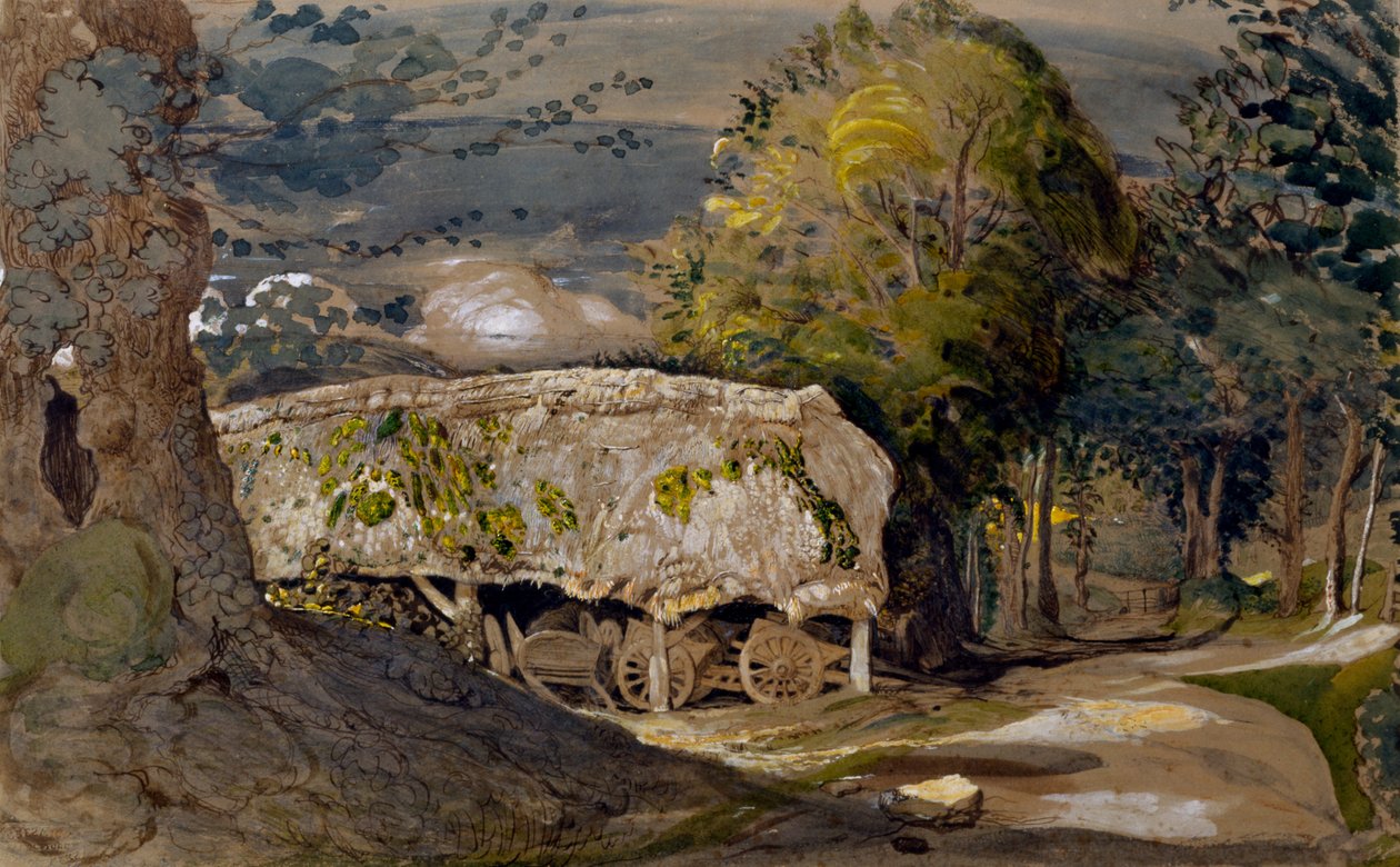 景观与谷仓，肖勒姆，肯特 作者 塞缪尔·帕尔默（Samuel Palmer）
