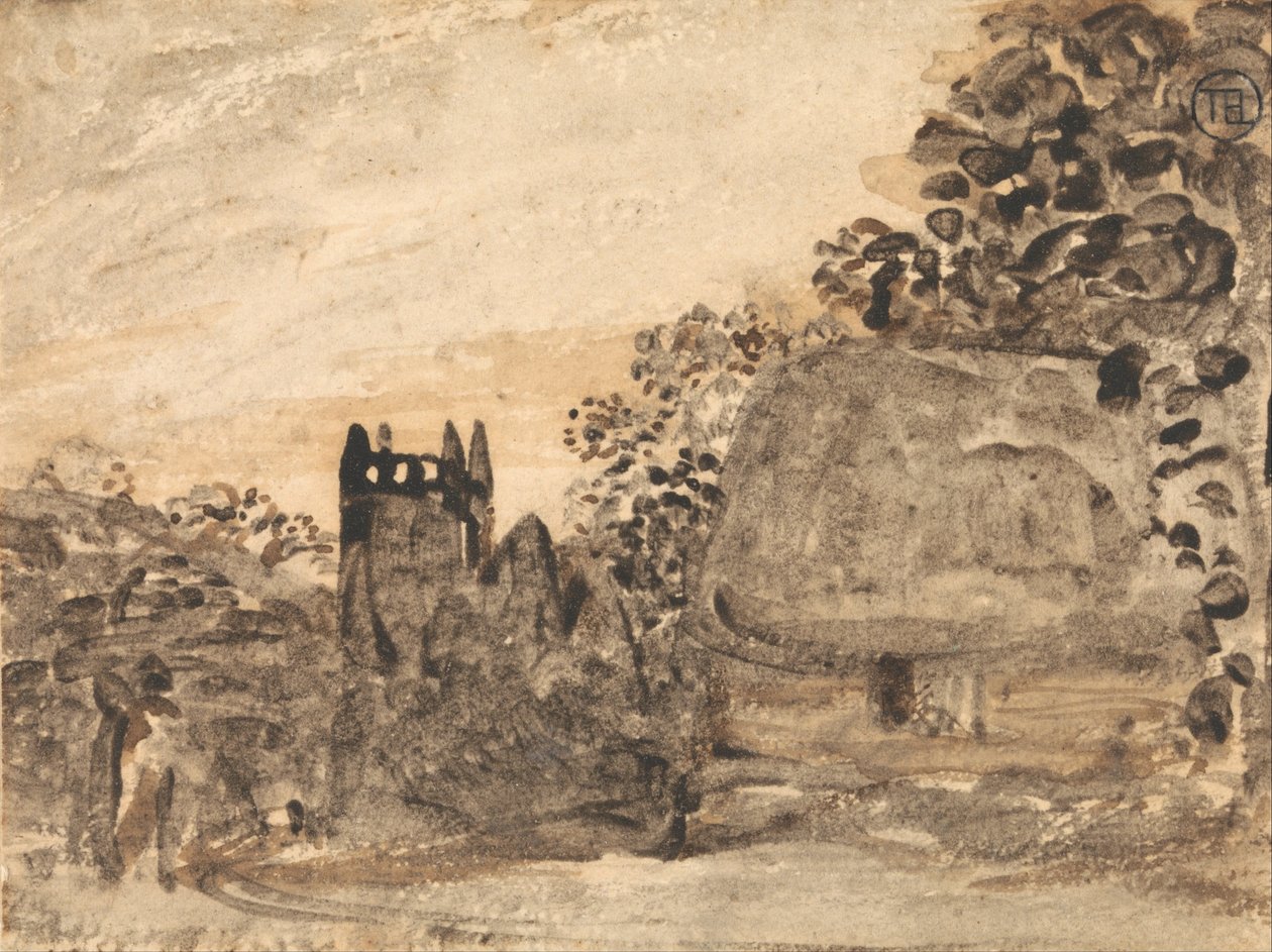 茅草屋和教堂 作者 塞缪尔·帕尔默（Samuel Palmer）